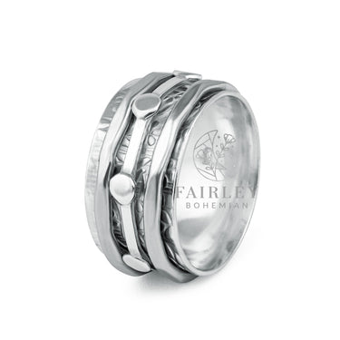 bohemian spinner ring anxiety fidget worry ring in solid sterling silver